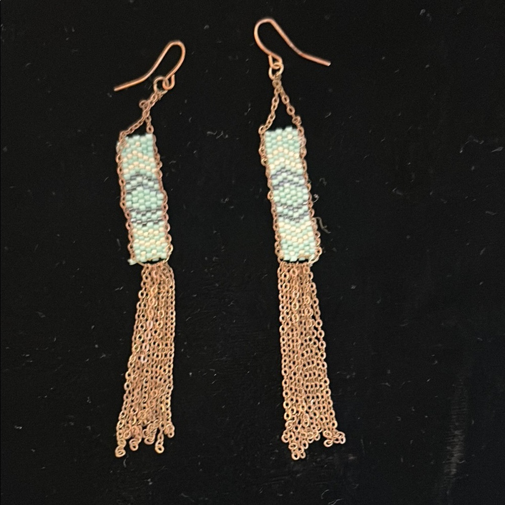 Elegant Copper and Turquoise Beaded Earrings